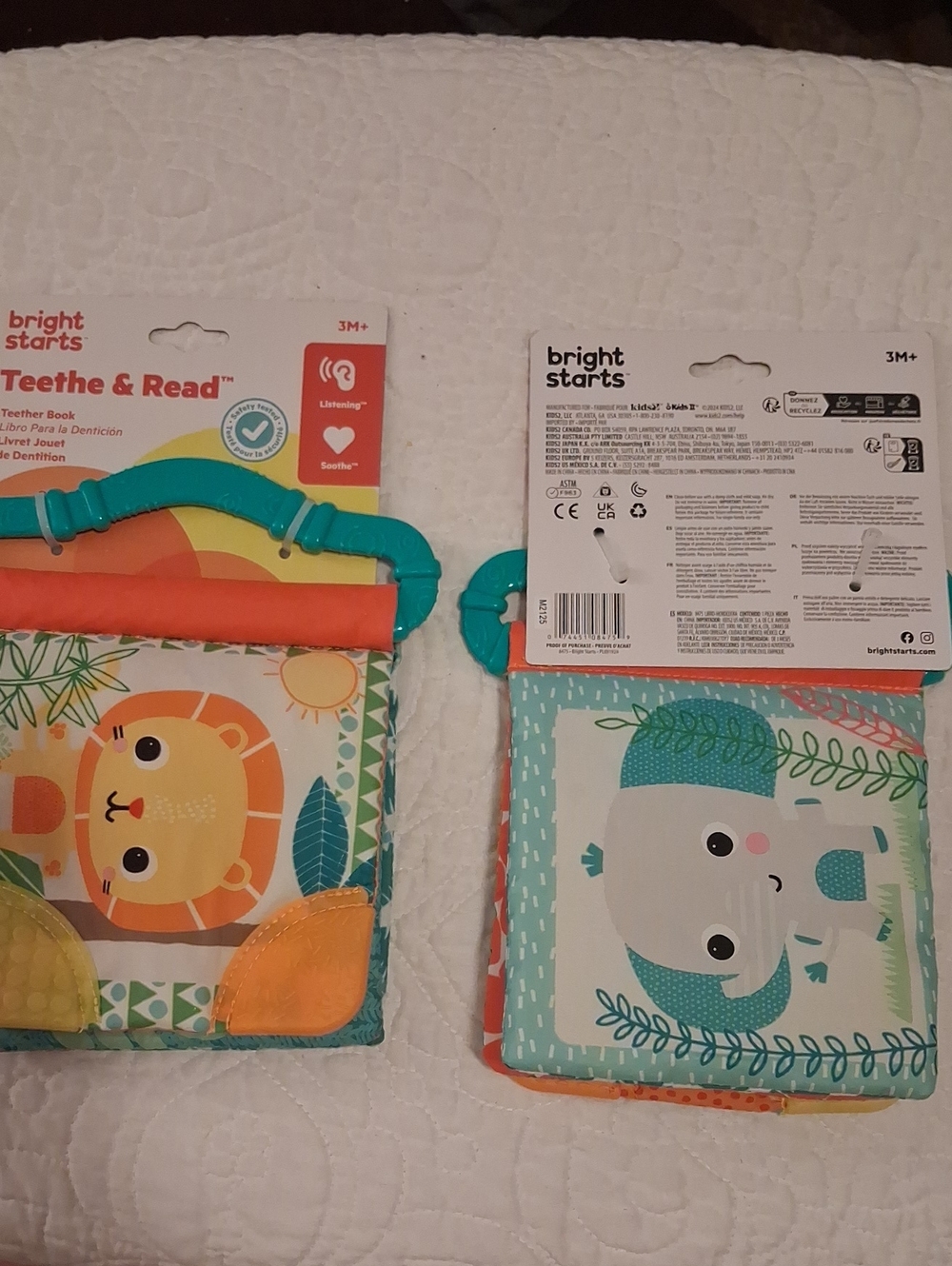 Bright Starts Teethe & Read Baby Soft Teething Book - Orange & Teal
